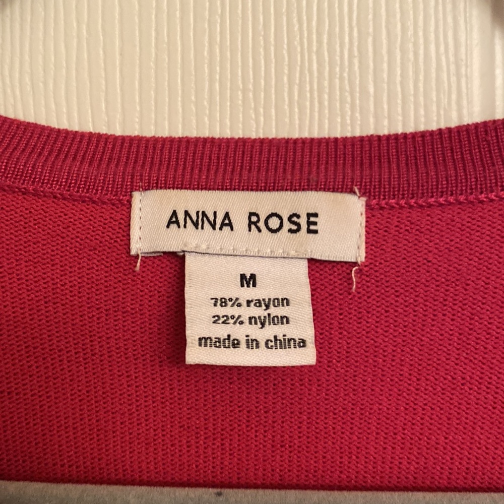 Anna Rose Pink Long Sleeve Lightwt Classic Cardigan Rayon-blend Sweater Medium - Picture 6 of 7